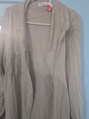 GAP Beige Lightweight Open-Front Shirt Jacket